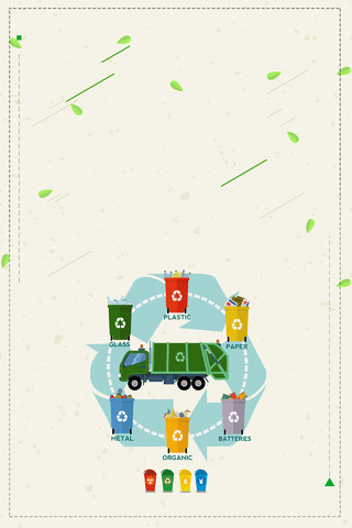 手绘小清新绿色环保垃圾分类海报背景
